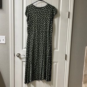 Loft green dress with white organza “dots”